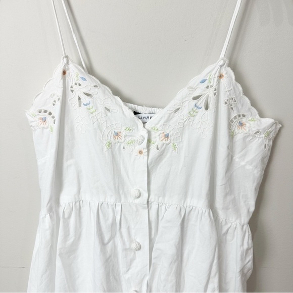 Zara Spaghetti Strap Embroidered Poplin Dress White Floral - Picture 6 of 9